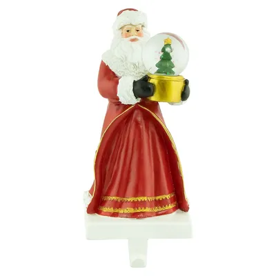 9" Old-world Santa With Snow Globe Christmas Stocking Holder