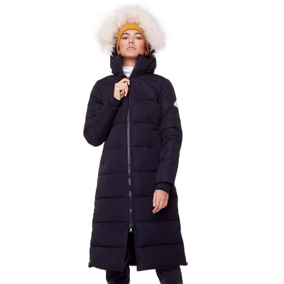 Women's Vegan Down Recycled Ultra Long Winter Parka - Water Repellent, Windproof, Insulated Jacket With Hood