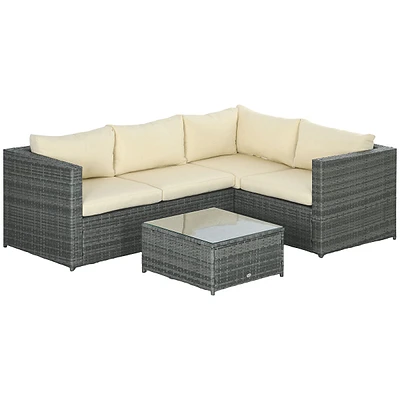 3 Pieces Garden Rattan Furniture Set With Cushions