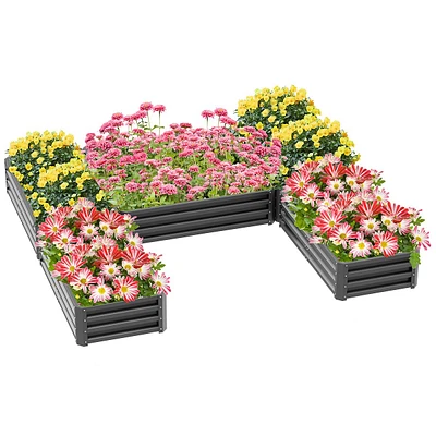 Set Of 5 8x8ft Raised Garden Bed For Outdoor Plants