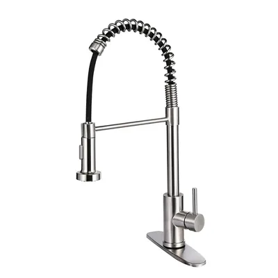 Kitchen Faucet with Pull-Down Sprayer and Adjutable Water Temperature，Stainless Steel Single-Handle Sink Faucet with Stream & Spray Mode