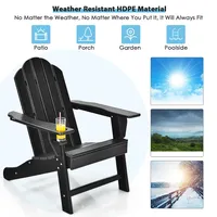 2pcs Patio Adirondack Chair Weather Resistant Garden Deck W/cup Holder Whiteblackgreyturquoise