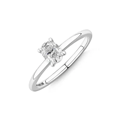 Certified Oval Solitaire Ring With 0.50 Carat Tw Of Diamonds In 14kt White Gold
