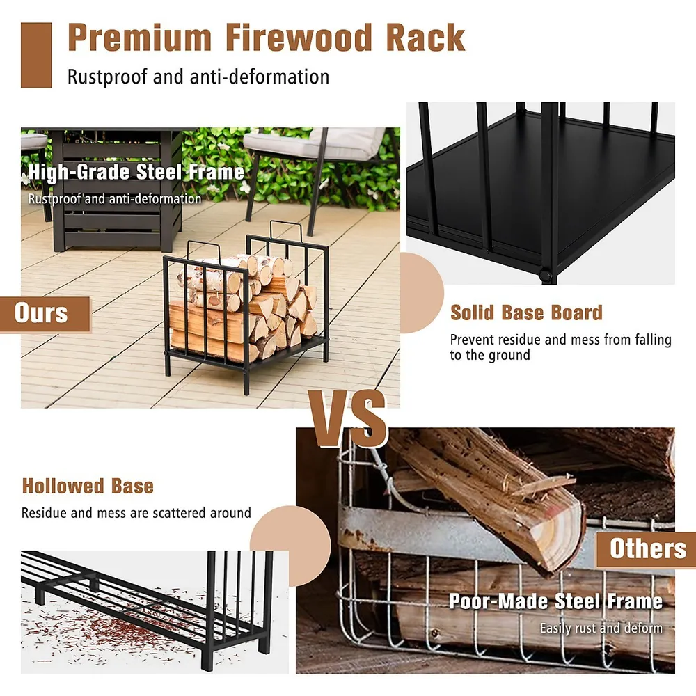 Costway 19'' Firewood Storage Rack Leaf Patterns Firewood Storage