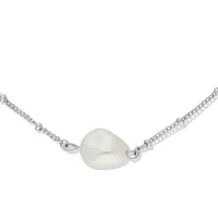 Sterling Silver 9 + 1" With Stationed Fw Pearl Anklet