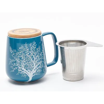 Porcelain Mug With Removable Infuser “tree Of Life”, 450ml Capacity