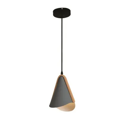 Pendant Light, 7.5 '' Width, From The Celeste Collection, Gray And Wood