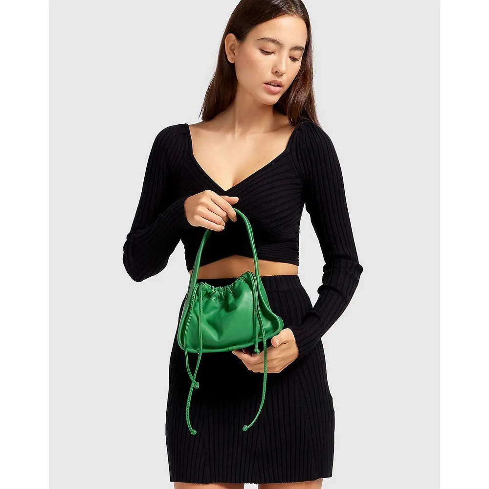 Clare V. Petit Henri Maison Drawstring Bag in Green