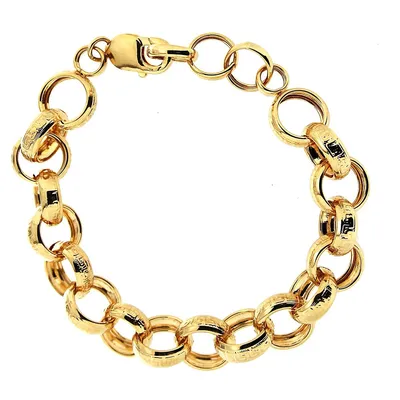 18kt Gold Plated Large Patterned Rolo Link Bracelet