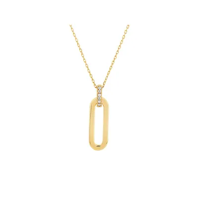 Paperclip Pendant With 0.02 Carat Tw Of Diamonds In 10kt Yellow Gold