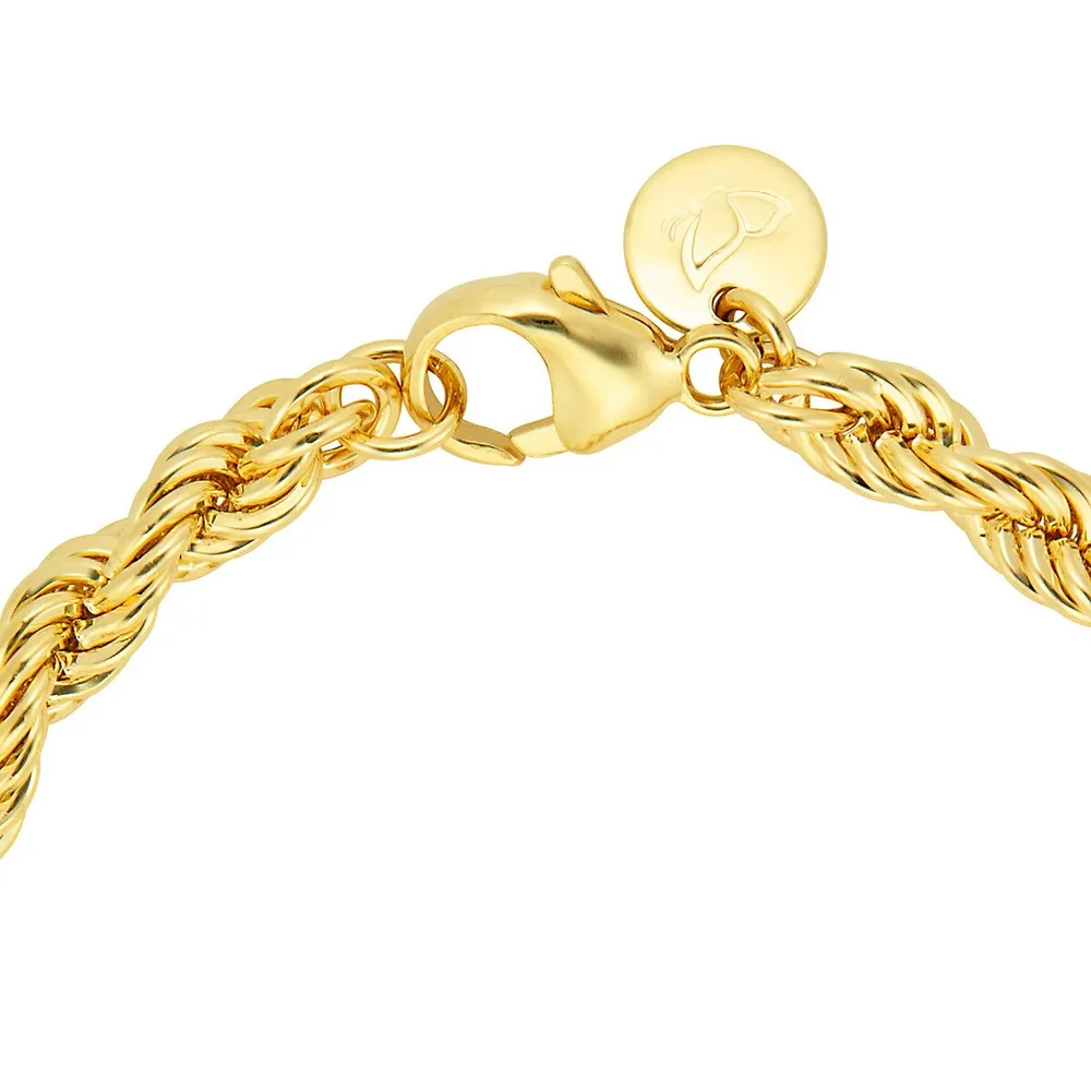 18kt Gold Plated Large Rope With Bronzoro Tag Bracelet