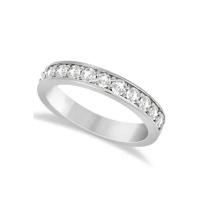 Semi Eternity Moissanite Wedding Ring Band 14k White Gold 0.65ctw
