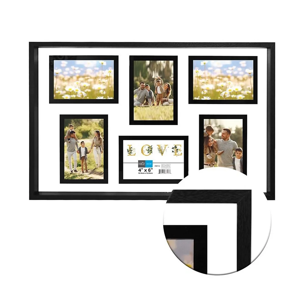 6 Images 4x6 Collage Picture Frame Black
