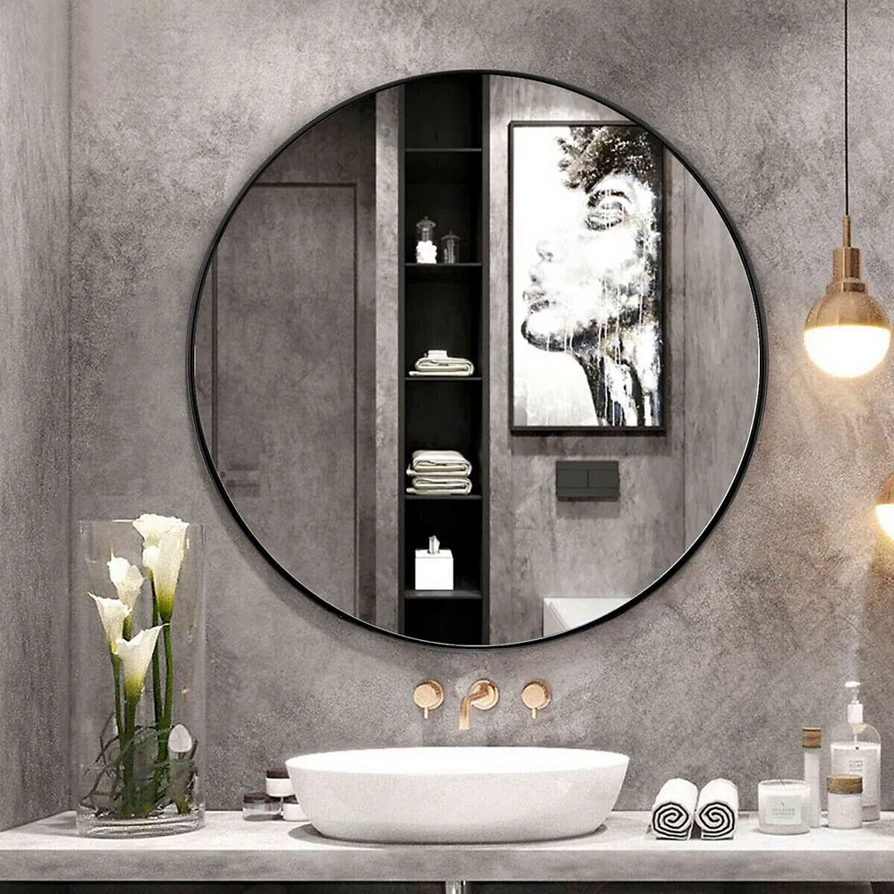 SKELLIGE Black Circle Mirror for Wall Large Round Mirror for Bathroom  Entryway Bedroom & Living - Matthews Auctioneers