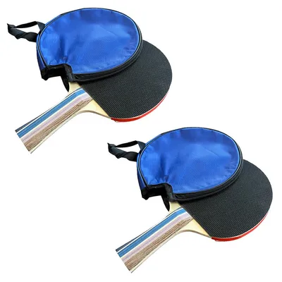 Competition Table Tennis Paddle - Sponge Covered Ping Pong Racket With Cover, Set Of 2