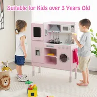 Kids Pretend Kitchen Play Set Toddler Toy Wooden Chef Height Adjustable With Sounds