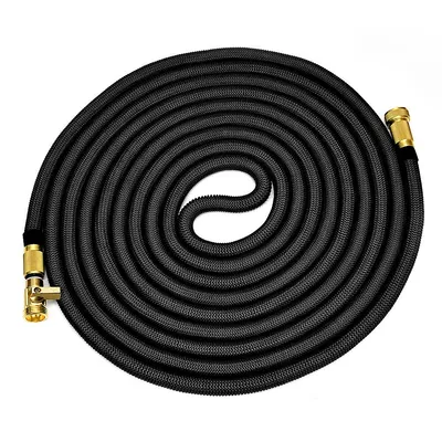 Garden Hose with 3/4" Solid Brass Connector, Garden Hose Reels for Hose Reel Lead-in Water Softener, 75FT - Black