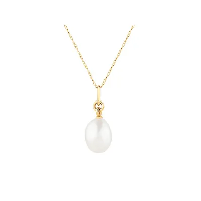Pendant With Cultured Freshwater Baroque Pearl In 10kt Yellow Gold