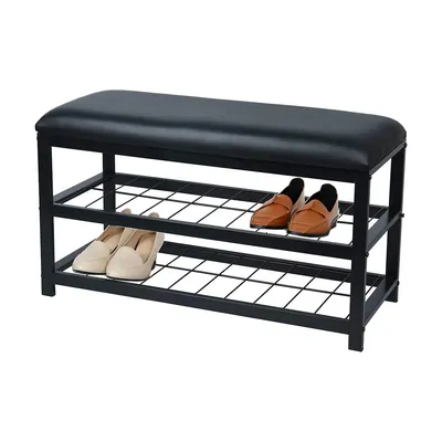 Metal Bench With Shoe Storage, Made Of Metal, 31.5"x17.7"x11.8"