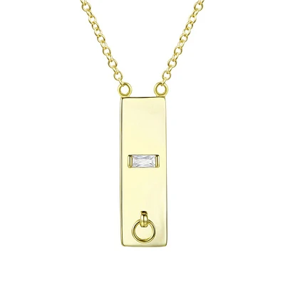 Teens 14k Gold Plated Radiant Cubic Zirconia Bar Necklace