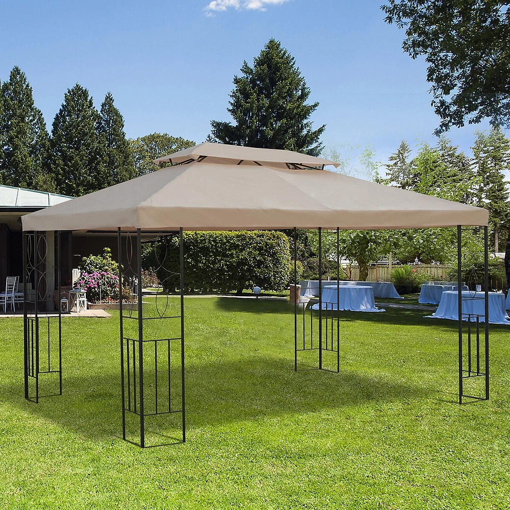 13.1' X 9.8' Gazebo Replacement Canopy With 2 Tier Top