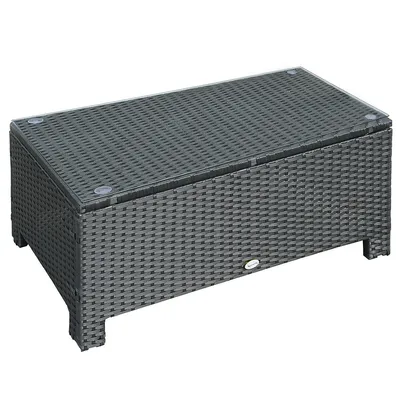 Rattan Wicker Coffee Table With Glass Top