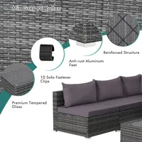 7pcs Patio Rattan Furniture Set Sectional Sofa Cushioned Garden