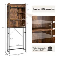 Costway Over-the-Toilet Storage Cabinet Bathroom Organizer w/ Sliding Barn Door Espresso