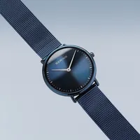 Ladies Ultra Slim Stainless Steel Watch In Blue/blue