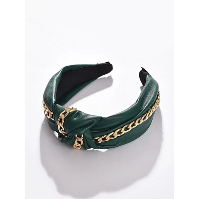 Women Green Gold-toned Chain Detail Hairband