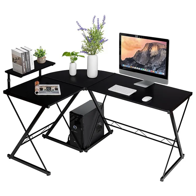 Costway 58'' X 44'' L-shaped Computer Gaming Desk W/ Monitor