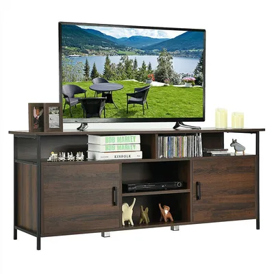58'' Wood Tv Stand Entertainment Media Center Console W/ Storage Cabinet