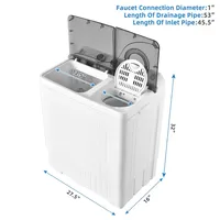 26lbs Portable Semi-automatic Twin Tub Washing Machine With Drain Pump
