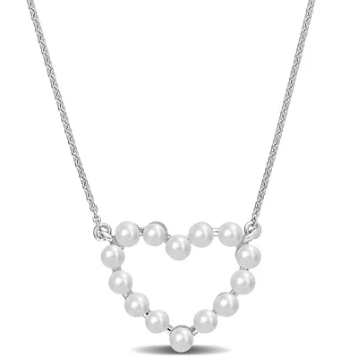 Cultured Freshwater Pearl Heart Necklace In 14k Gold