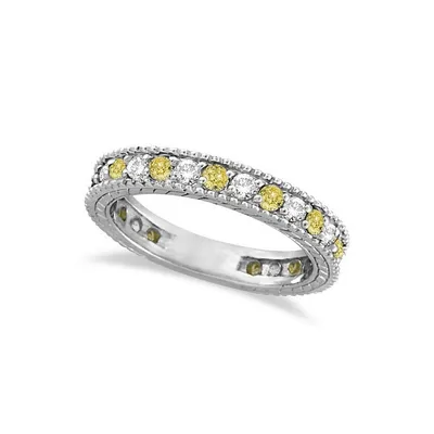 Fancy Yellow Canary And White Diamond Eternity Ring 14k Gold (1.00ct)