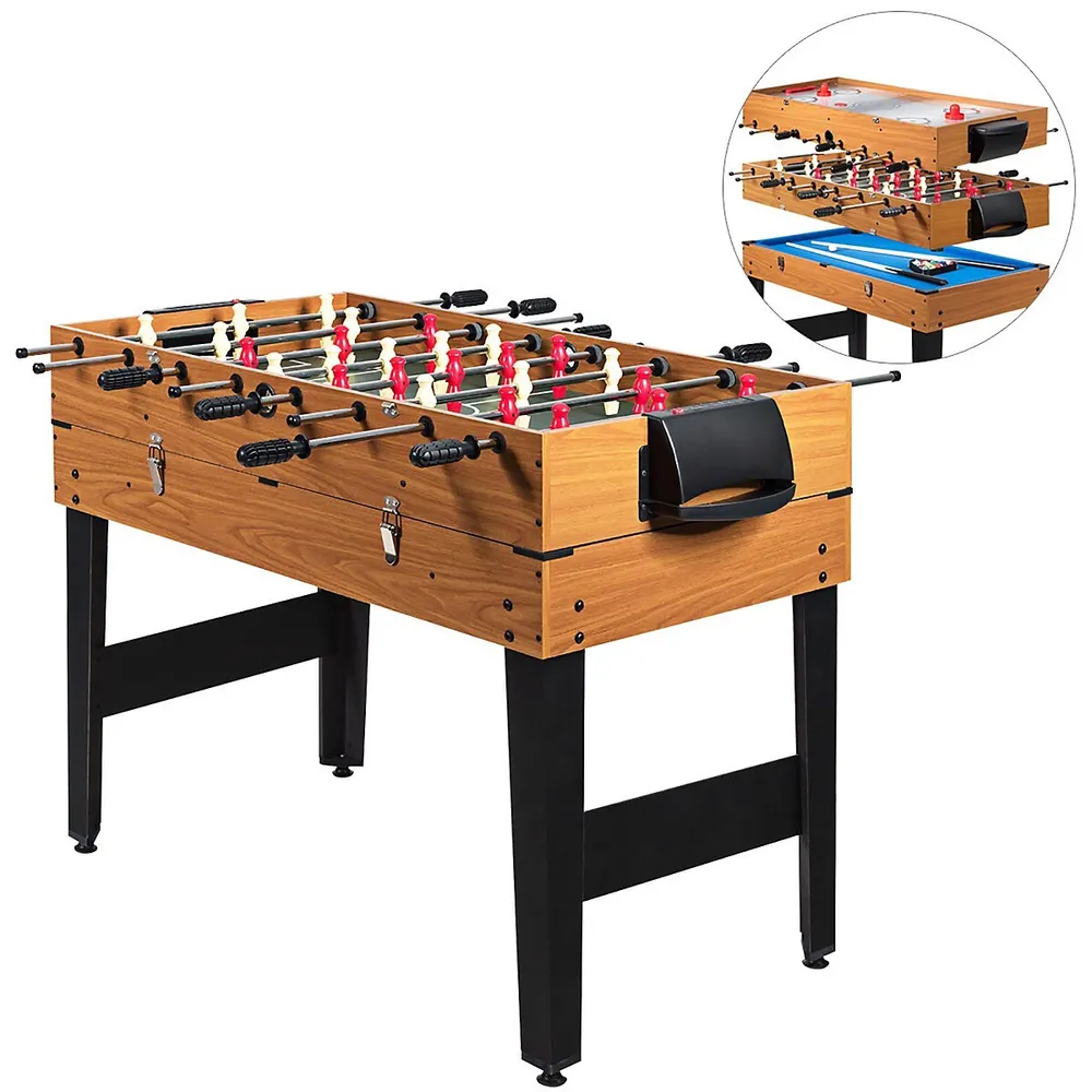 Costway 4 In 1 Multi Game Hockey Tennis Football Pool Table Billiard  Foosball Gift