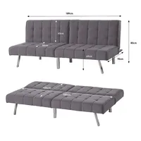 Turkish Rhythm Convertible Fabric Upholstered Medium Firm Sofa Bed (Black)