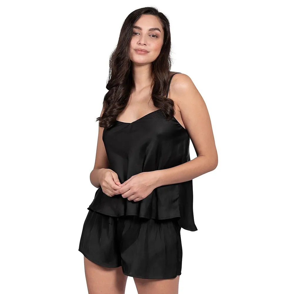 Emily and Jane Satin Glam Lace-Trim Stretch Cami Top