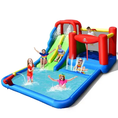 Inflatable Water Slide Kids Jumping Bounce Castle W/ Ocean Balls Blower Excluded