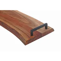 Acacia Wood Live Edge Serving Board With Iron Handles