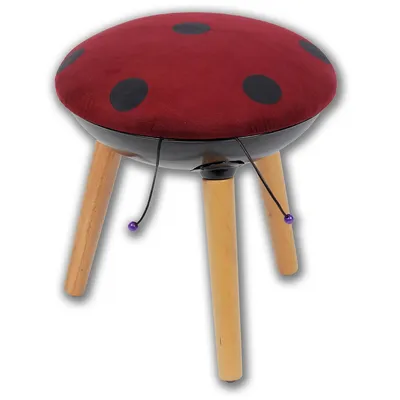 Velvet And Wood Childrens Stool, From The Dorothy Collection, Ladybug Pattern