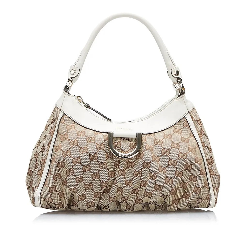 GUCCI Black Monogram Abbey D Ring Hobo Bag 268636