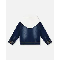 Blue Denim Jacket With Detachable French Terry Hood