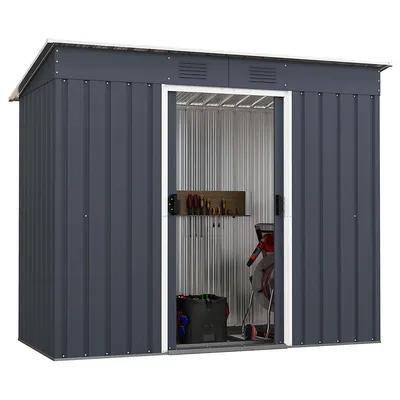 Outside Garden Storage Shed Tool House With Ground Foundation Frame