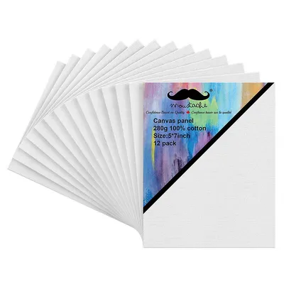 12/pack 5" x 7" Blank Canvas Panels, Artist Canvas Boards For Painting, White