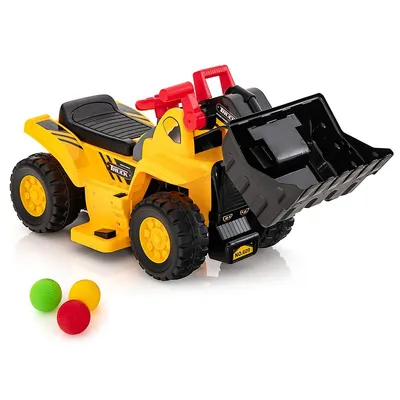 6v Electric Kids Ride On Bulldozer Pretend Play Truck Toy With Adjustable Bucket