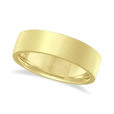18k Yellow Gold Wedding Band Plain Ring Flat Comfort-fit (6 Mm)