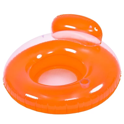 46.5" Orange Inflatable Inner Tube Pool Float With Backrest