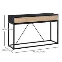 Console Table With 2 Drawers, Steel Frame For Hallway