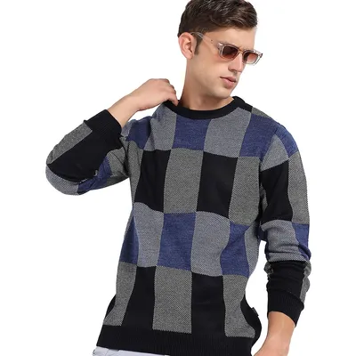 Men's Block Check Pullover Sweater